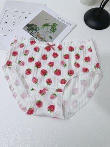 2025 New plus Size Pure Cotton mid Waist Cute Underwear Breathable Antibacterial Triangle Pants Womens Comfortable Briefs