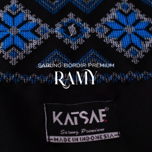 Katsae - Sarung Bordir Motif Ramy Bordir Timbul Sarung Pria Dewasa Warna Hitam Sarung Sholat 100% Bordir Asli