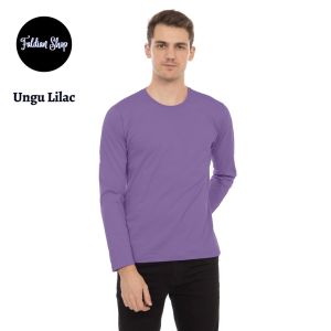 Kaos Polos Pria Oneck Lengan Panjang Bahan Katun Combed 30s Warna Ungu Lilac