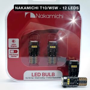 2PCS Nakamichi 12LED T10/W5W Car Canbus Small Headlight Dome Light Trunk Light Parking Light License Plate Light