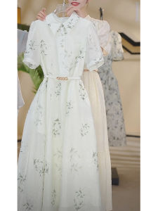 Elegant French Design Floral Print Dress Womens Summer Fashionable Minimalist Style Adjustabale Shoulder Strap Knee-Length A-Line Skirt