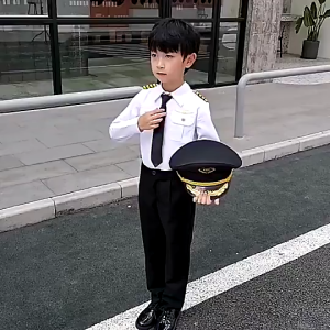 【Ready Stock】CDWDC Set Pilot Career Costume for Kids Halloween Boy Cosplay Uniforms Captain Clothes Flight Costume