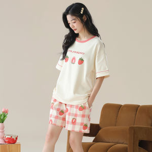MiiOW | Bộ đồ ngủ cotton nguyên chất cho nữ mùa hè tay ngắn quần short rộng rãi thoáng khí thoải mái mặc nhà