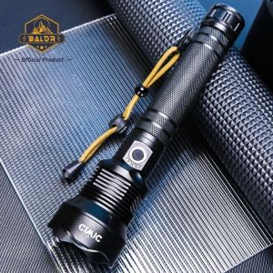 Senter LED Cas Super Terang Long Range Zoom Super Terang Jarak Jauh 2Km XHP70.2 90000 Lumens Cas+Baterai 2 PCS Jarak Jauh Anti Air Bahan Aluminium