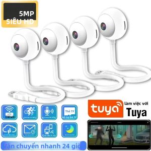 Camera Wifi Mini Tuya 5MP 2K Camera An Ninh Không Dây Trong Nhà Cắm USB Giám Sát IP Với Tính Năng Theo Dõi Tự Động AI Dùng Làm Camera Giám Sát Trẻ Em Màu Trắng