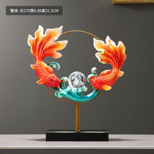 Modern Chinese Style Desktop Decorations Double Fish Playing with Pearl Year Year Has Fish Living Room Entrance Moving Gift
