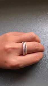 Pretty Beauty Half Eternity Stackable Moissanite Wedding Band S925 Sterling Silver for Women Rose/White Gold Plated Fine Jewelry