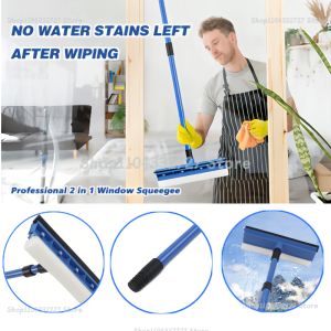 Telescopic Squeegee Wiper Window Mop 2 In 1 Glass Cleaner for Home Car Bathroom Shower Sliding Door Mirror Cleaning Tool