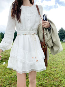 Korean Style White Long Sleeve Dress