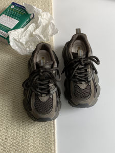 Fall Winter Grey Retro Dad Shoes Thick Bottom Heightening Casual Breathable Mesh Surface Sport Women Shoes Fashionable Leisure