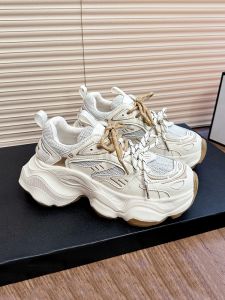 LANKAMO | Womens Dad Shoes Thick Sole Casual Sports Sneakers Breathable Mesh Upper Leather Material Lightweight Comfortable Rubber Sole