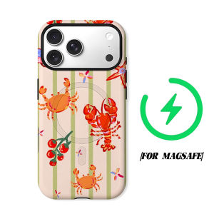 BILIBILI | Seafood Striped Print Phone Case for iPhone 18 17 16 15 14 13 12 11 Air Pro Max Plus Double-layer Cover