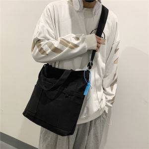 Casual Canvas Crossbody Bag Mens Trendy Workwear Backpack Japanese Ins Single Shoulder Bag Student Mailman Bag Street Style