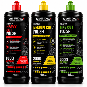 OBSIDEX Premium Polish Set – Heavy Cut Compound Medium Polish & Fine Finishing Polish for Paint Correction (3×1000ml)
