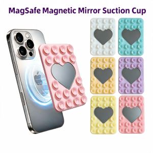 EOENKK | Magnetic Silicone Suction Mirror Phone Holder Mat Suction Cup Wall Stand Anti-Slip Hands-Free Cellphone Case Mount Back Sticker