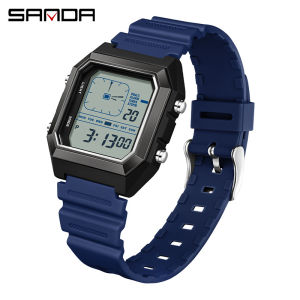 SANDA 6307 Fashion Electronic Watches for Man Simple Square Dial Sports Luminous LCA Pointer Men Digital Wristwatch reloj hombre