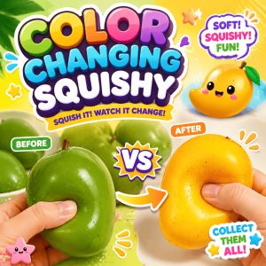 Color Changing Mango Squishy Toy - Soft Slow Rising Stress Relief Sensory Toy for Kids & Adults ASMR Fun Collectible Fruit Shape