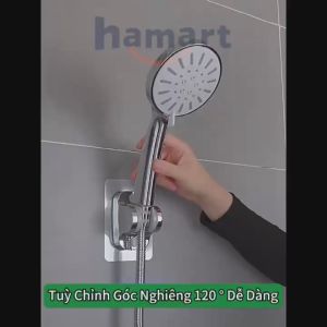 Giá Đỡ Vòi Hoa Sen Dán Tường Đế Góc Nghiêng 120º Móc Treo Vòi Xịt Nhà Tắm Siêu Dính Hamart