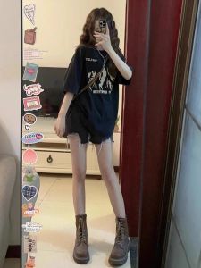 Bộ Đồ Hai Mảnh Phong Cách Mỹ Mùa Hè Dành Cho Nữ Áo Ngắn Quần Ngắn Che Giấu Mỡ Giảm Tuổi Bộ Đồ Thời Trang Cỡ Nhỏ