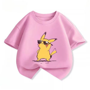 Bandai | Summer 2026 Pokemon Pikachu "Cool Shades" Hand Painted Theme 100% Cotton Print Oversized Loose T-shirt Adult Parent Top