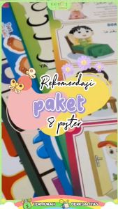 Paket 8 Poster Belajar Anak Edukasi Huruf Angka Transportasi Hewan Hijaiyah Doa dll