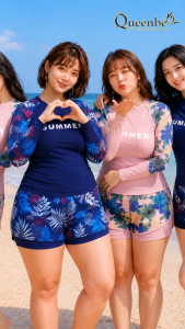Bộ quần áo bơi nữ rời có big size tới 100Kg Queenbe GLSWIM115 vải thun Lycra cao cấp mềm mịn ít thấm mau khô đi bơi hoặc chơi thể thao