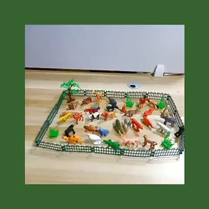 SKISOPGO Ready Stocks 53 Pcs Mini Jungle Animal Toys Set Realistic Wild Plastic Animals non-toxic Dinosaur Wildlife Learning Toys