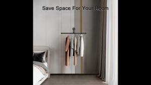 Industrial Clothes Rack Floating DIY Wall Mounted Heavy Duty Rustic Vintage Clothing Rod Metal Garment Bar Space-Saving Hanging for Bedroom Bathroom and Laundry Room (Black)