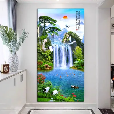 3D Wall Stickers Landscape Painting Self Adhesive Decorative Art for Entrance Hallway Corridor Modern Chinese Style Wallpaper