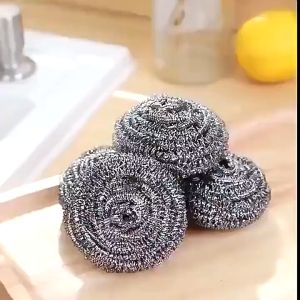 Set 6 búi sắt cọ xoong nồi kim loại giẻ cọ xoong dạng búi tròn chất liêu thép không gỉ