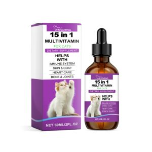 YEGBONG 15 In 1 Multivitamin For Cats Pet Cat Vitamin Drops are a vitamin supplement for daily care of pets when they are unwell Pet Cat Vitamin Drops