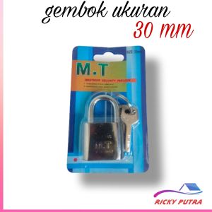 Kunci Gembok pukutih ukuran 30 mm leher pendek cantel gembok