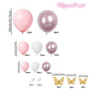 118-Piece Butterfly-Themed Balloon Arch Set Including Pink Metallic Pink White Latex Balloons and Butterfly-Shaped Balloons Suitable for Birthday Party Decorations Wedding Season Decorations Valentines Day Decorations Gender Reveal Party Decora...