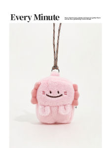 Eminute Girls Pink Frog Ocean Animal กระเป๋าใส่เหรียญสะพายข้าง หลากหลาย กระเป๋าใส่หูฟังสําหรับเดินทาง พวงกุญแจจี้ขนาดเล็ก