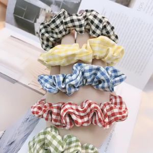 Lovely Meadow Korean French Plaid Scrunchies Hairband韩系彩色格子大肠发圈