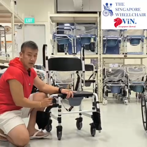 ViN K08 Shower Commode Chair Premium Adjustable Height Lock Wheels Flip Up Armrest Detach Footrest