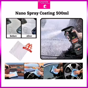 FUNSMILE : [ FOC Towel ] 500ml Long-lasting Nano Car Coating Spray Car Paint Protection Spray High Gloss Car Coating Spray Car Polish Spray Car Shine Spray