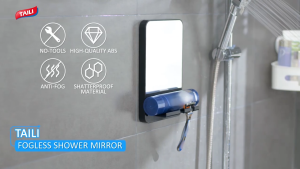 TAILI Shower Mirror Fogless for Shaving with Razor Holder NO-Drilling & Removable Large Mirror Fogless Suction Wall Mounted Shatterproof & Waterproof - for Men and Women