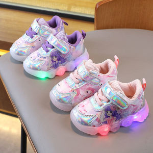 Flashing Light Soft Sole Baby Girls First Walker Shoes Spring Autumn