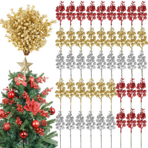 5-30PCS Christmas Glitter Berries Stems Artificial Fruit Berry Branches Picks Home Wedding Party DIY Christmas Tree Crafts