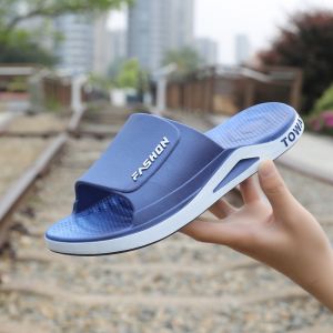 Indoor Outdoor Summer Thick Heel Large Size Slip-On Mens Sandals Floor Shoes Breathable New Style One-Strap Slippers