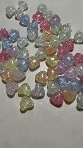 50 Pcs Crackle Acrylic Heart Beads (10 mm) | Mixed Pastel Transparent Beads for DIY Jewelry & Crafts