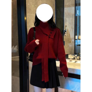 Winter New French Stylish Lazy Red Sweater