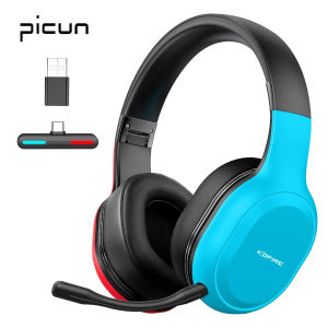 Picun KOFIRE UT-01 Wireless Gaming Headset with Dual Dynamic EQ Vibration Driver Units USB-C to USB-A Adapter for Nintendo Switch PS5/PS4 2.4GHz Ultra-Low Latency Bluetooth 5.0 Headphones with Removable Microphone for PC Phone Laptop TV