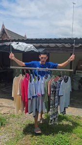 ราวแขวนผ้า ราวตากผ้า ราวแขวนผ้าเช็ดตัว ราวแขวนผ้าในระเบียง ราวแขวนผ้ายืดได้ ปรับยืดความยาวได้ ไม่ต้องเจาะผนัง ราวแขวนผ้า ราวผ้าม่าน