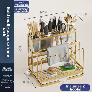 MOLORE | Multi-Function Wall-Mounted Kitchen Knife and Chopping Board Storage Rack