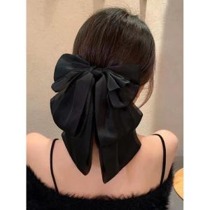 Elegant French Black Butterfly Knot Hair Accessory Womens High Ponytail Shark Clamp Hair Clip Stylish Hair Clip