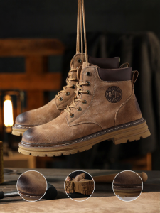 Omasculin | Brown Leather Mens High Ankle Boots 46 Size