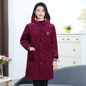 เสื้อแจ็คเก็ตผ้ากำมะหยี่หนาแบบยาวปานกลางสำหรับผู้หญิงในฤดูหนาว เสื้อคลุมกันหนาวแบบหนาและอบอุ่น ทรงหลวม ปกติ แขนยาว ปกติ