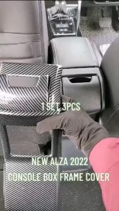 perodua alza new 2022 carbon fiber console box frame cover garnish accessories